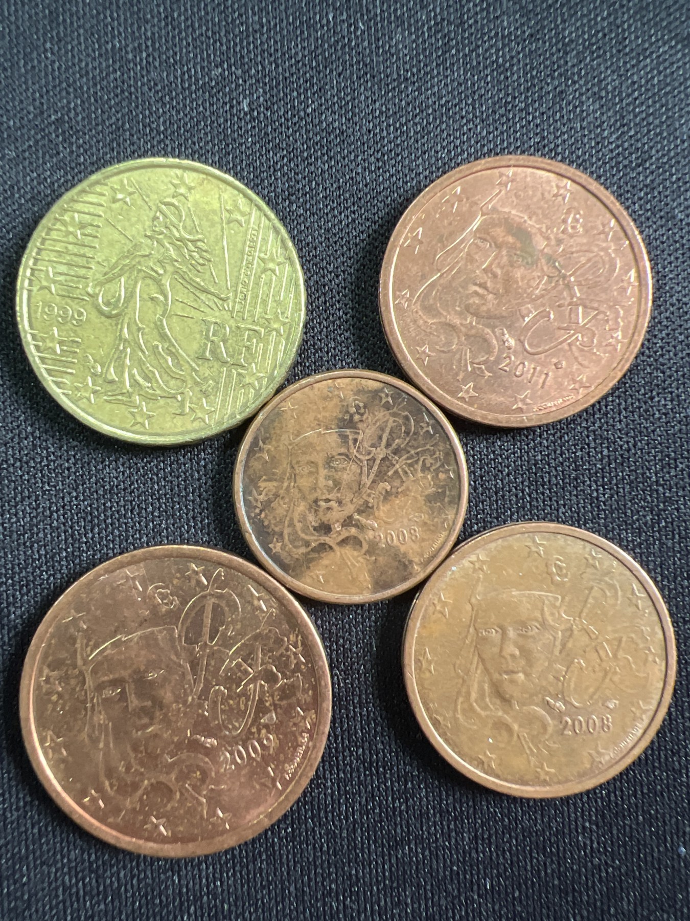 第419期 硬币专场 （无押金，捡漏，全场20包邮，偏远地区除外，接收代拍业务） 法国欧分5枚