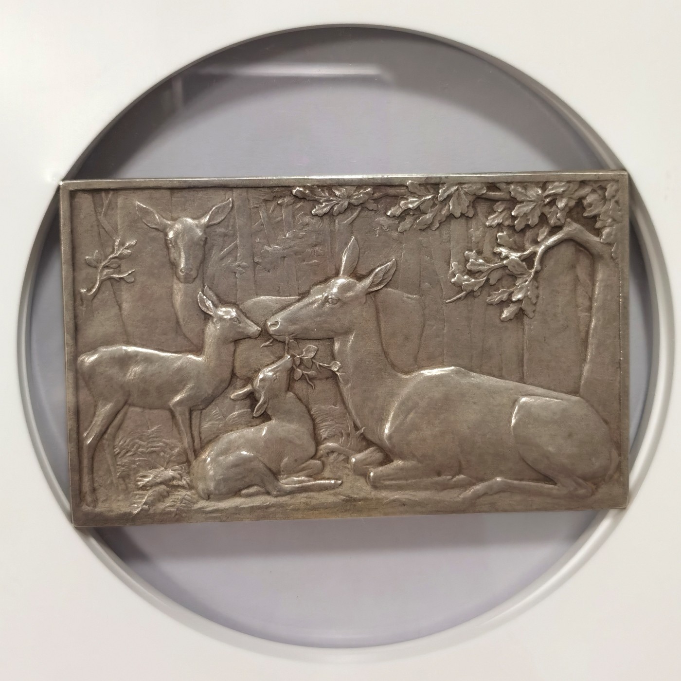 博洋堂庆双节连拍之“中秋甄选夜”精品专场拍卖暨第045期（全场包邮） 法国 SAMF协会系列25号作品 雄鹿之战 大银章 NGC MS63 银章仅发行108枚