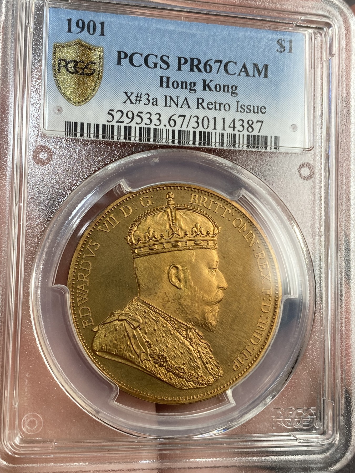 万国钱币拍卖第017期（中秋—国庆花好月圆夜特辑） PCGS PR67CAM 后铸1901年英属爱德华七世香港铜制1元