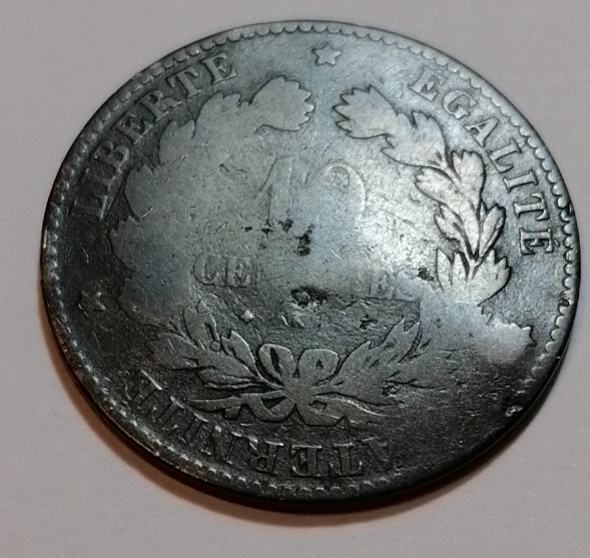 老钱儿钱币徽章拍卖第一场 法国1872年10分大铜币（30mm）