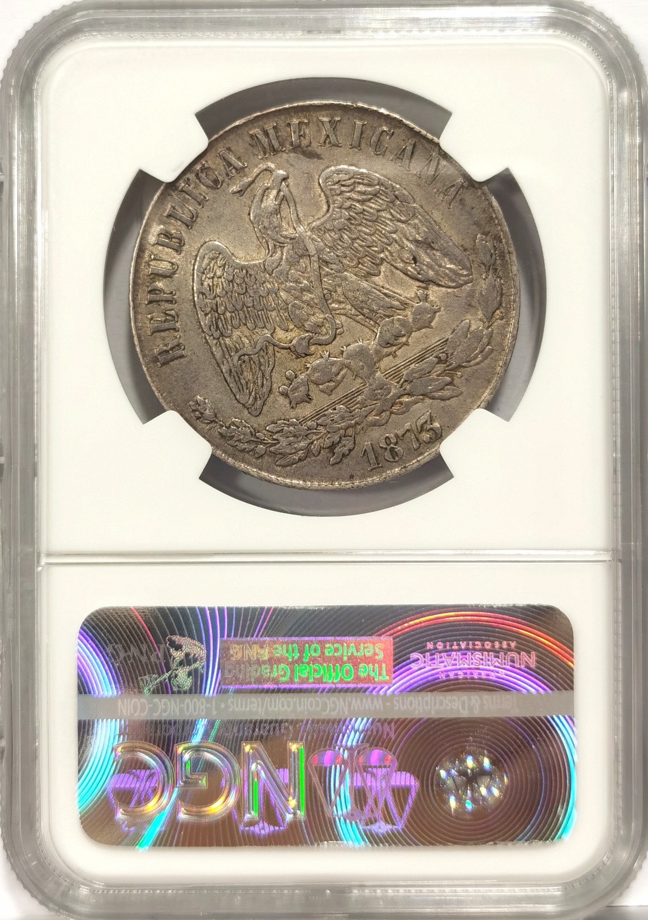 博洋堂庆双节连拍之“中秋甄选夜”精品专场拍卖暨第045期（全场包邮） NGC AU53 墨西哥1873年CH M版天平鹰洋，好版天平，最近ha上62分成交13000+