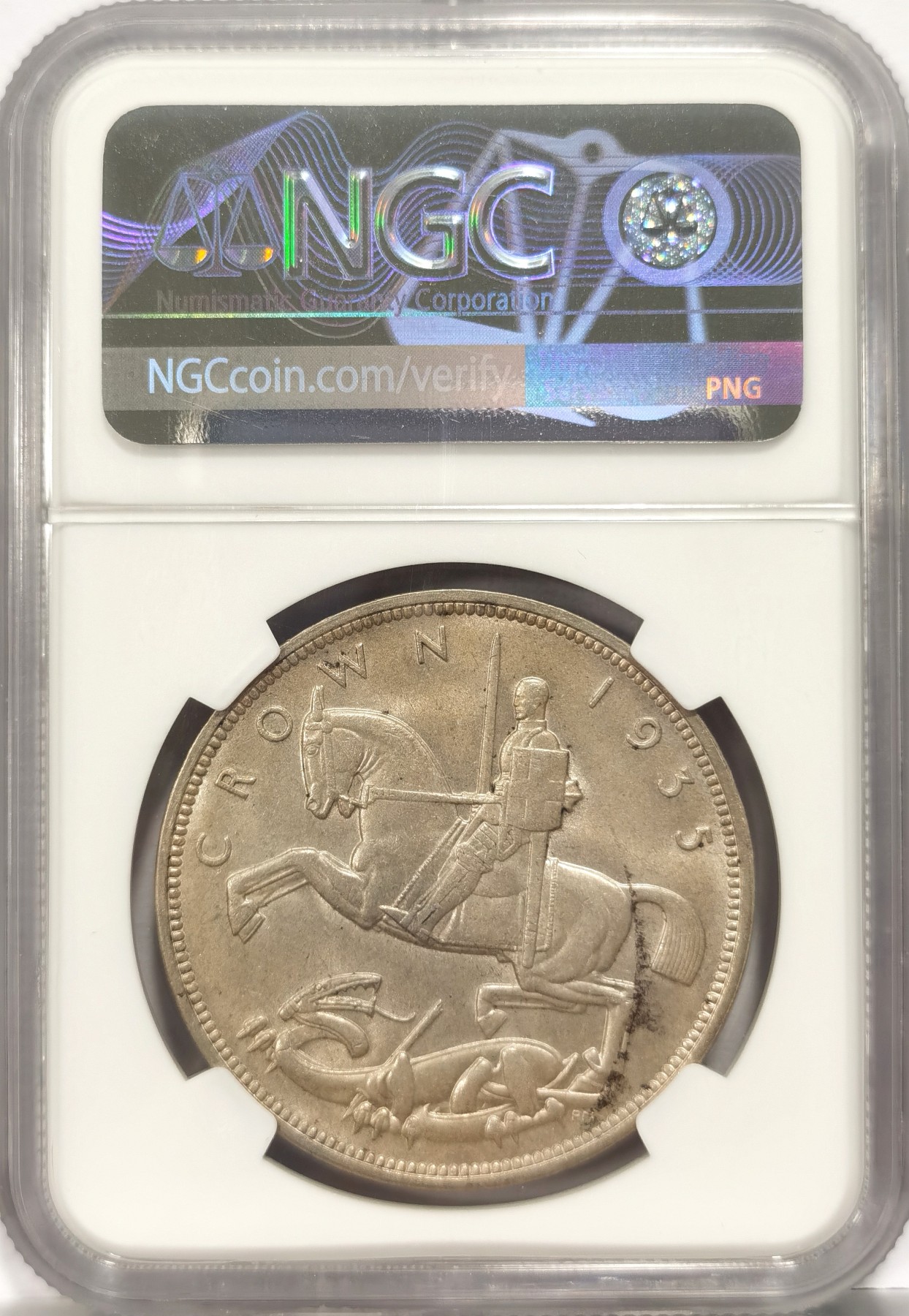 博洋堂庆双节连拍之“中秋甄选夜”精品专场拍卖暨第045期（全场包邮） NGC MS64 英国1935年乔治五世木马剑克朗银币