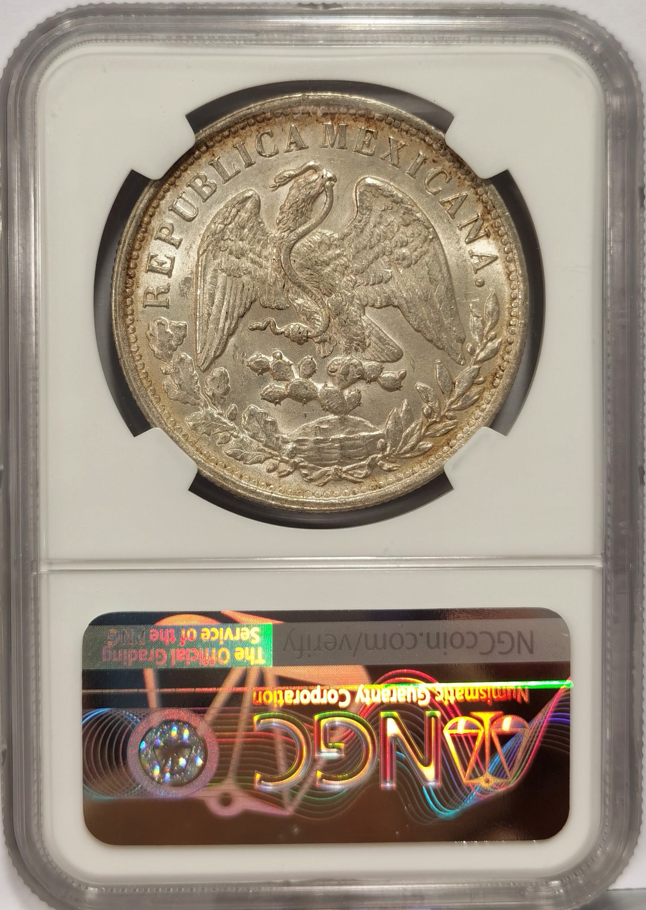 博洋堂庆双节连拍之“中秋甄选夜”精品专场拍卖暨第045期（全场包邮） NGC MS63 墨西哥鹰洋1898年MO厂，重铸版