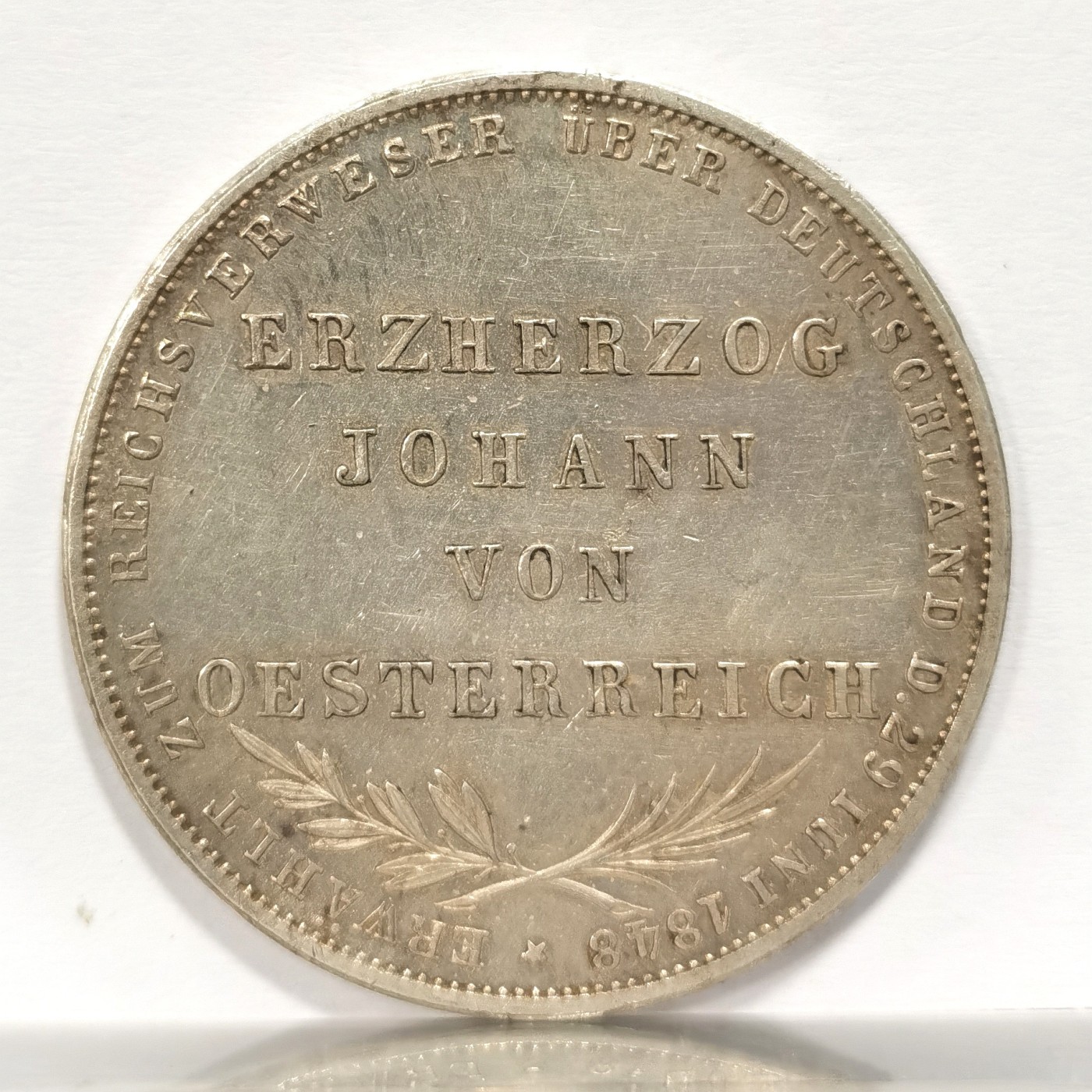 博洋堂庆双节连拍之“中秋甄选夜”精品专场拍卖暨第045期（全场包邮） 德国法兰克福自由市1848年议会1泰勒银币 细节完好 底板pl