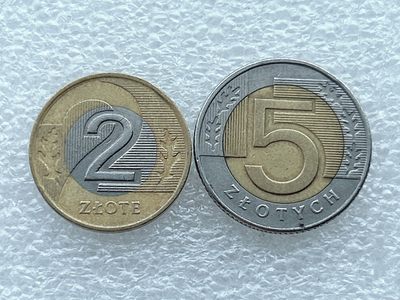 全场一元起拍 世界钱币散币场 第27期 - 1994年波兰2、5兹罗提双色币2枚 鹰