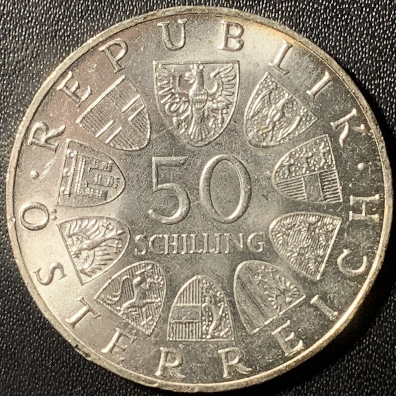 紫瑗钱币——第307期拍卖 奥地利 1965年 维也纳大学600周年 50先令 20克 0.9银 UNC