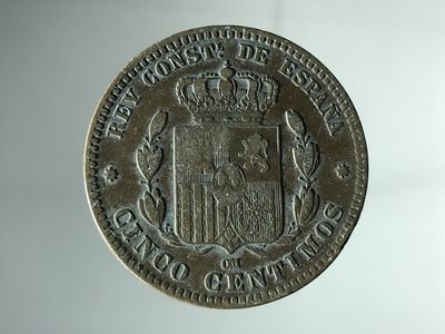 垣通古泉新店开业第六场各国铜元硬币10月4日8点结束 - 西班牙1877年阿方索十二世5分