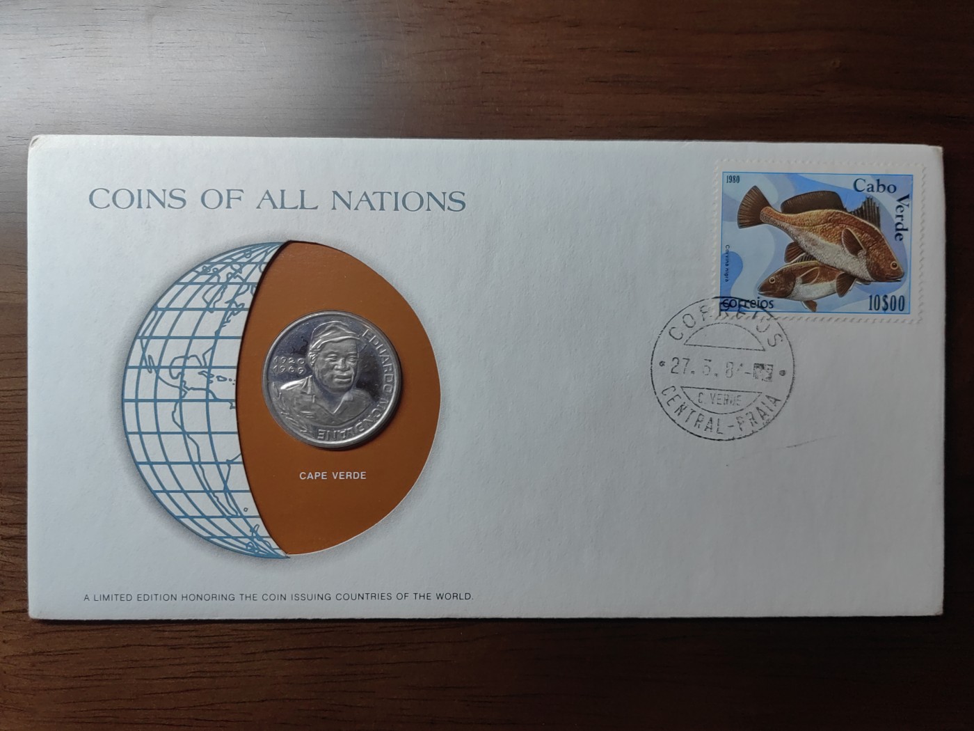 外国邮品精品专场（秒杀场）第①①场 邮币封-1982年佛得角10埃斯库多纪念币