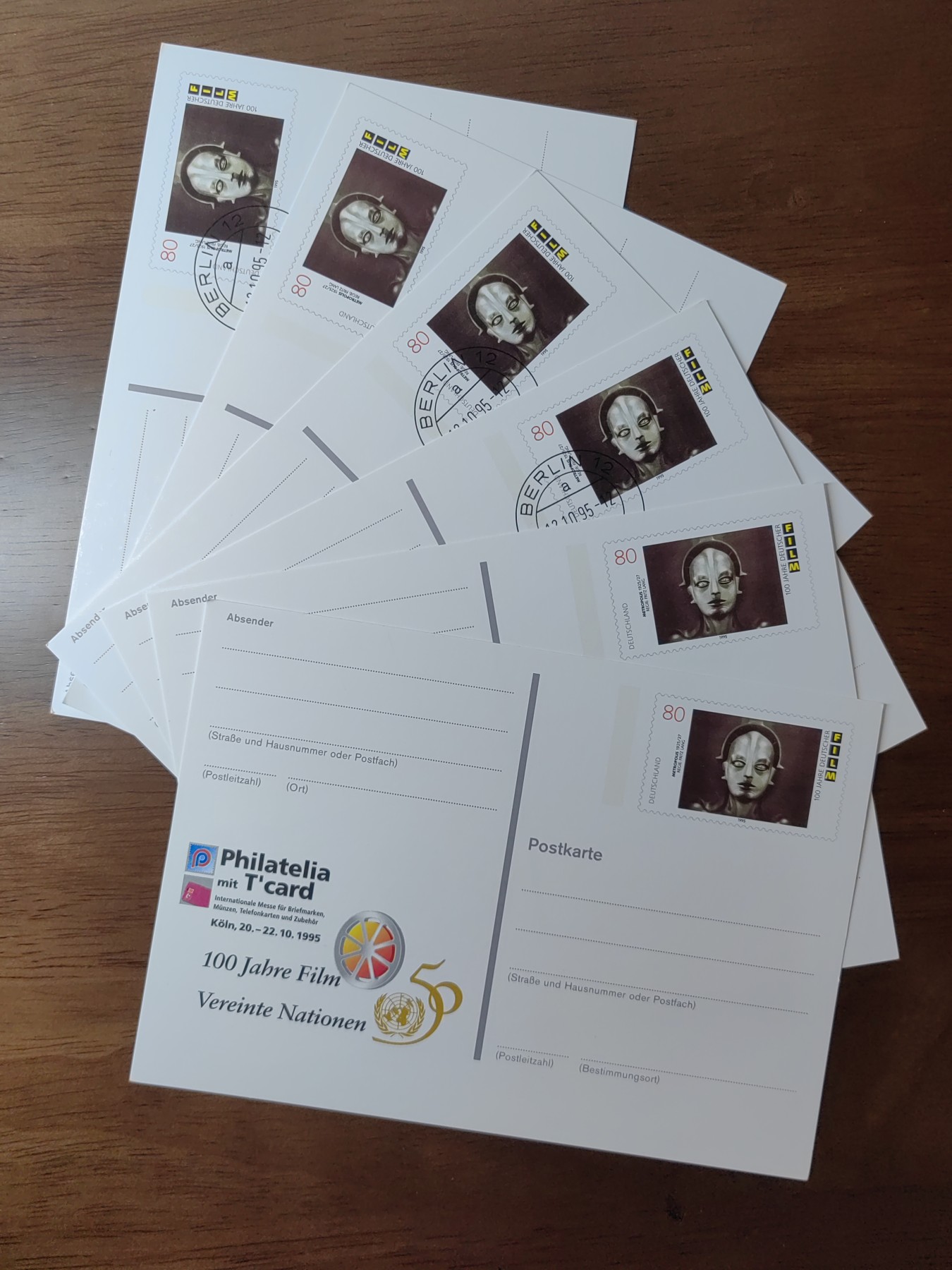 外国邮品精品专场（秒杀场）第①①场 国际邮票、硬币、电话卡及配件展览会 1995年10月20日至22日5件（实寄非实寄各3）