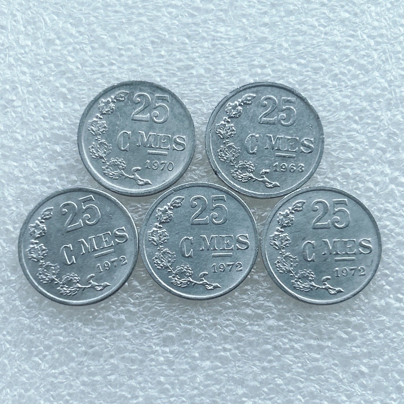 全场一元起拍 世界钱币散币场 第27期 卢森堡25分铝币5枚