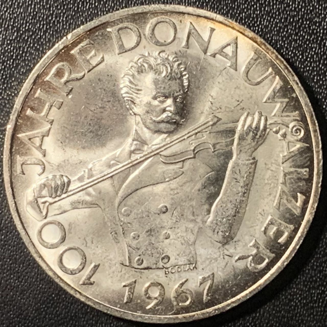 紫瑗钱币——第326期拍卖 奥地利 1967年 音乐家 约翰·斯特劳斯 诞辰100周年 50先令 20克 0.9银 UNC