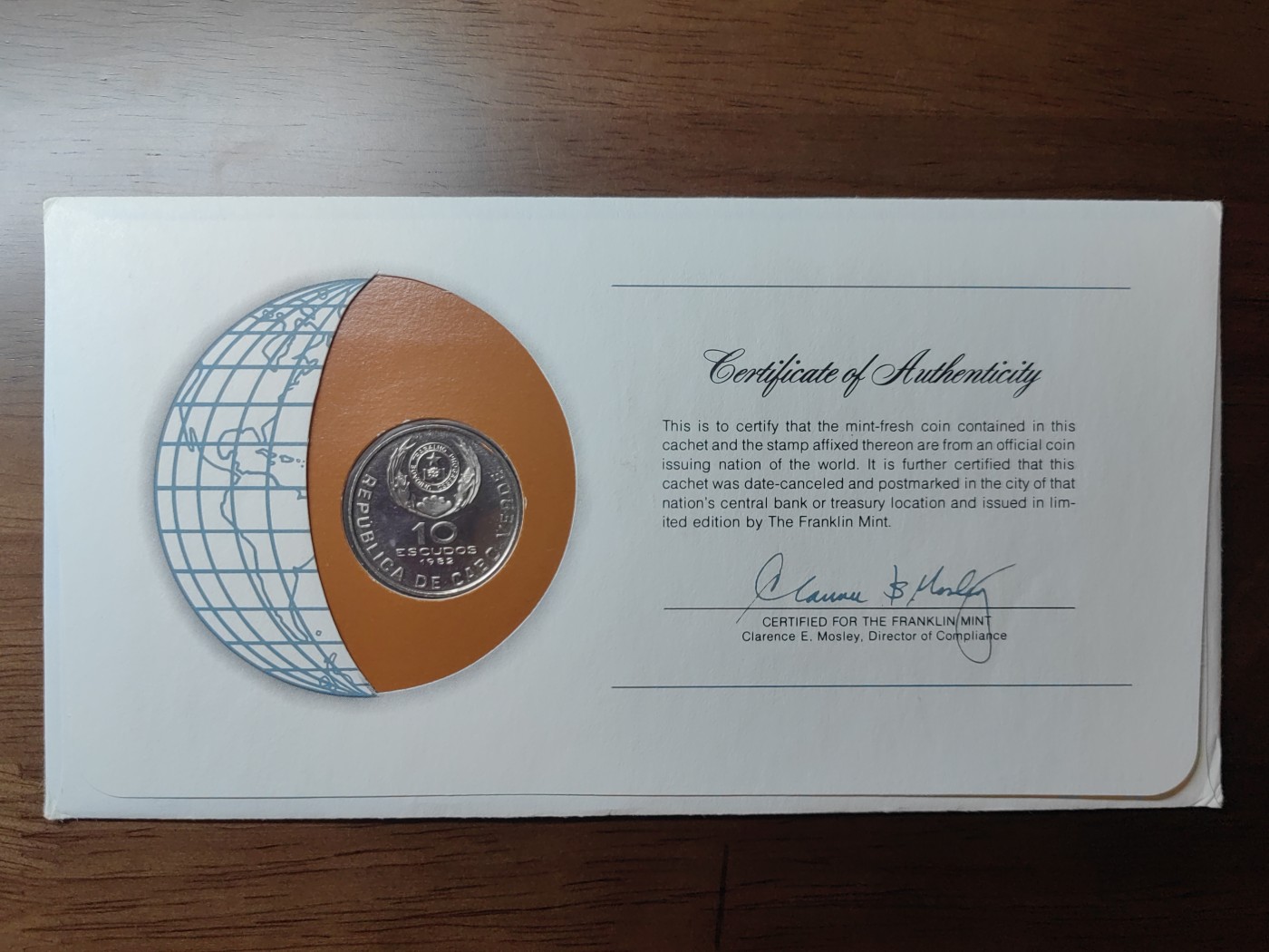 外国邮品精品专场（秒杀场）第①①场 邮币封-1982年佛得角10埃斯库多纪念币