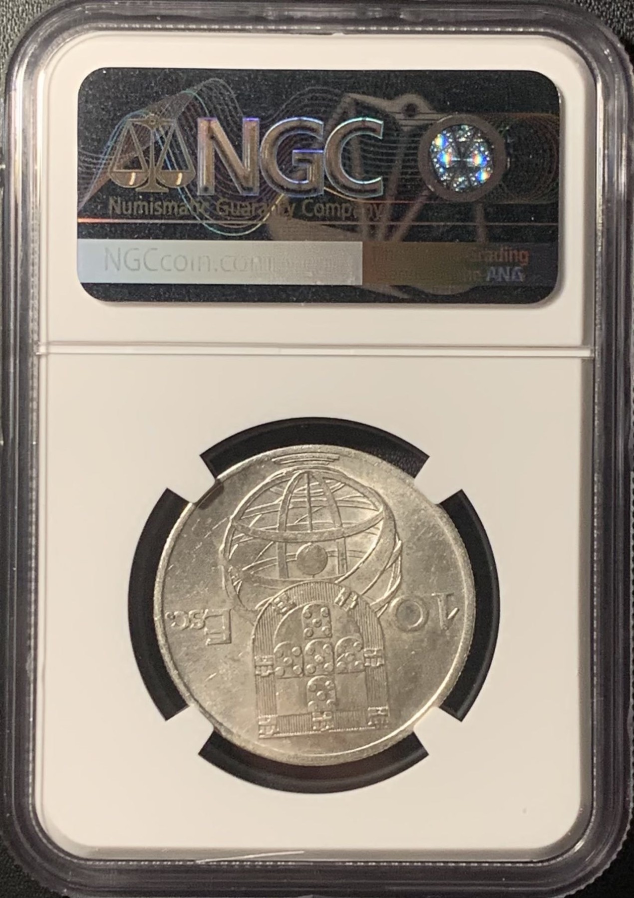 紫瑗钱币——第307期拍卖 葡萄牙 1955年 帆船 10埃斯库多 银币 NGC AU Detail