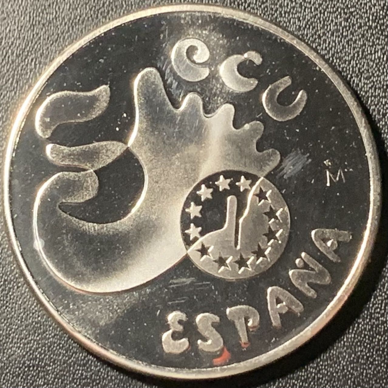 紫瑗钱币——第307期拍卖 西班牙 1990年 阿方索十世 5埃局 33.62克 0.925银 精制 PR