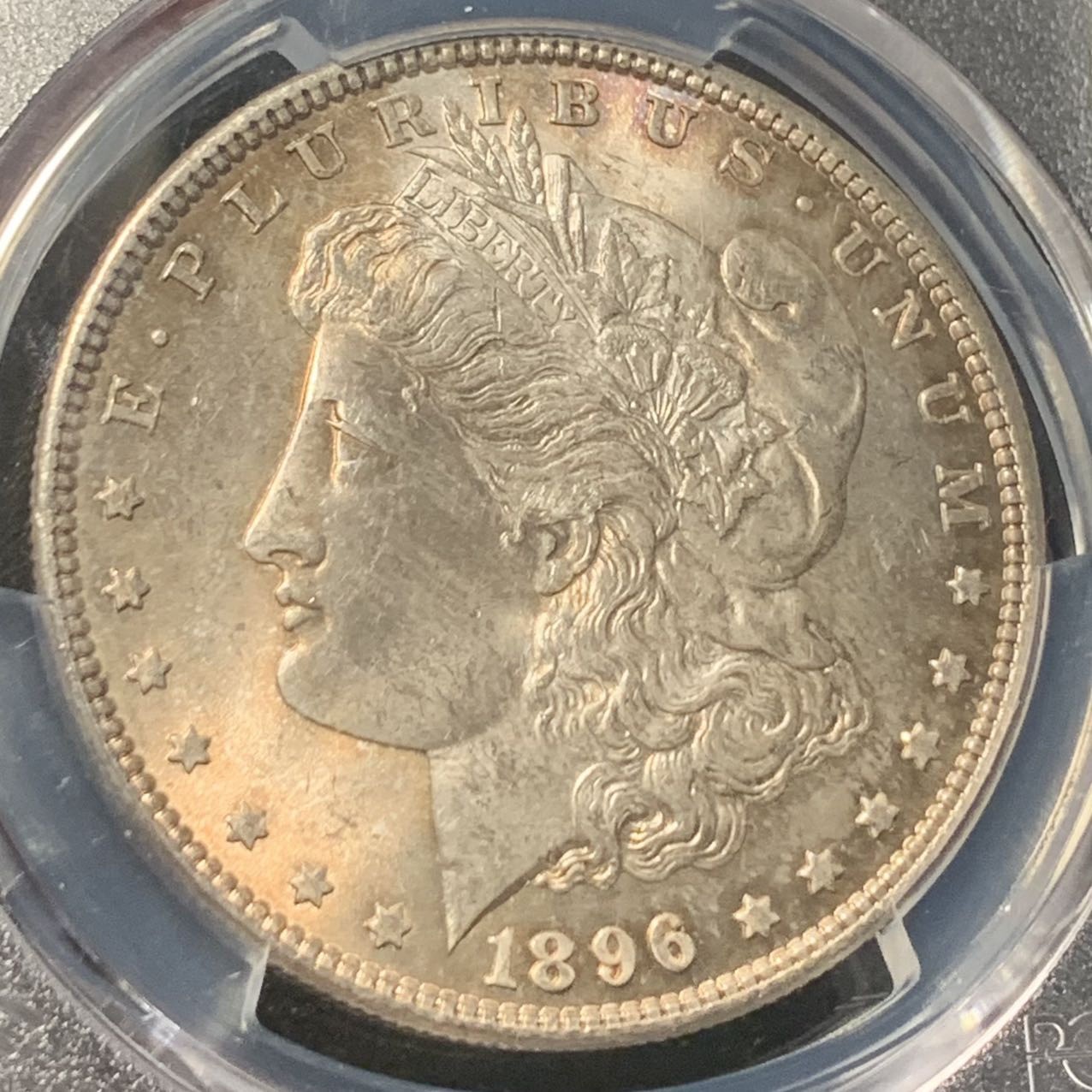 紫瑗钱币——第307期拍卖 美国 1896年 摩根 大头妹 1美元 银币 PCGS MS64 老盒 淡五彩