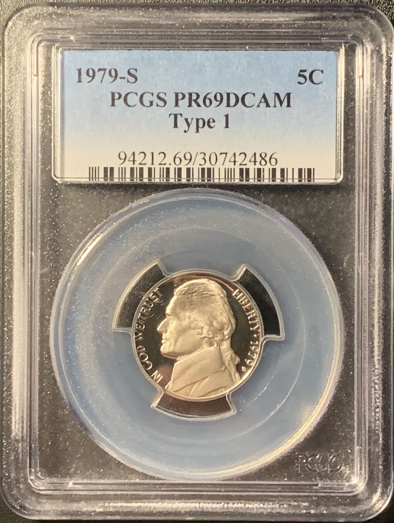 紫瑗钱币——第307期拍卖 美国 1979年 S版 杰弗逊 5分 镍币 PCGS PR69 DCAM 精制