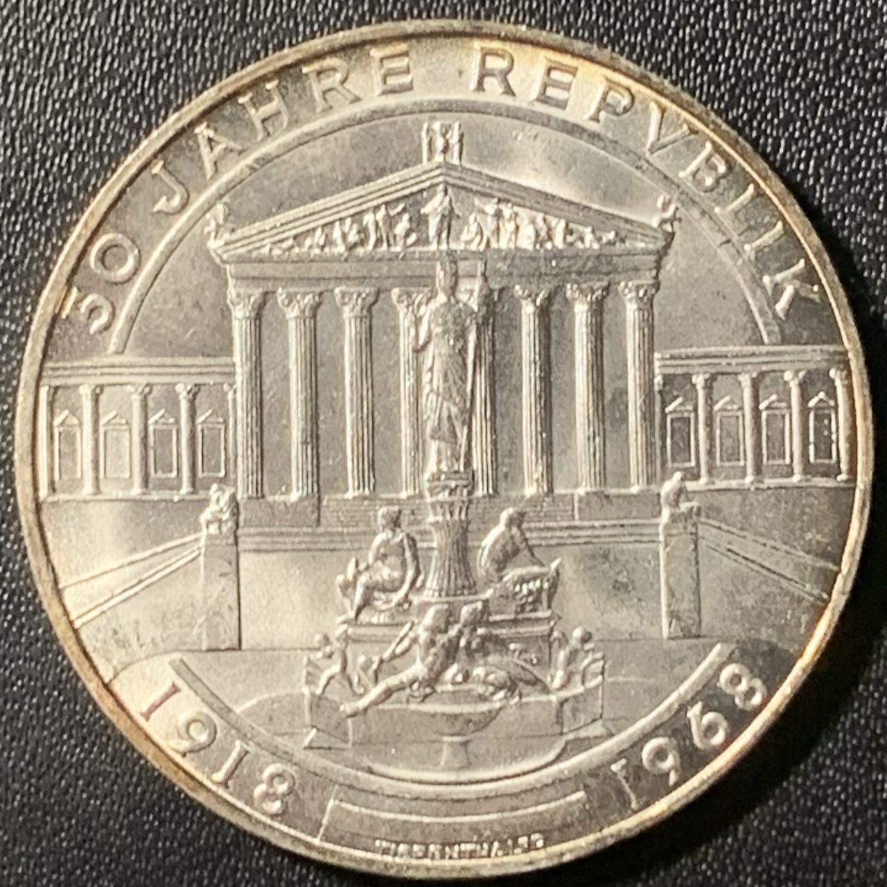 紫瑗钱币——第307期拍卖 奥地利 1968年 第二共和国建国50周年 50先令 20克 0.9银 UNC