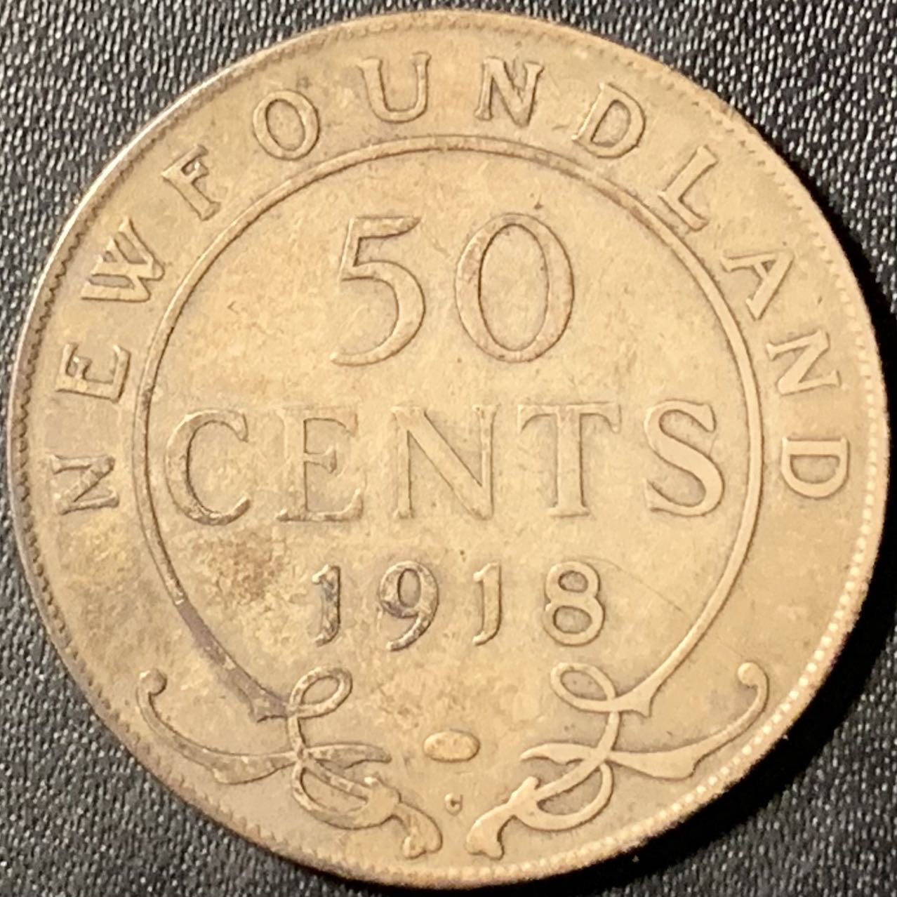 紫瑗钱币——第326期拍卖 纽芬兰 1918年 乔治五世  50分 11.78克 0.925银