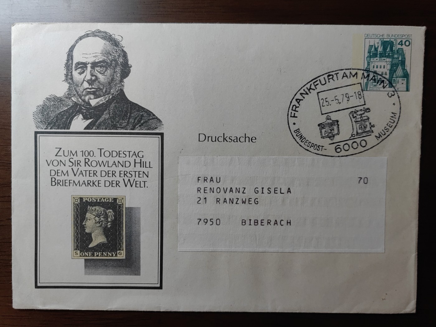 外国邮品精品专场（秒杀场）第①①场 79年纪念邮票之父设计世界第一张邮票黑便士邮封（实寄）