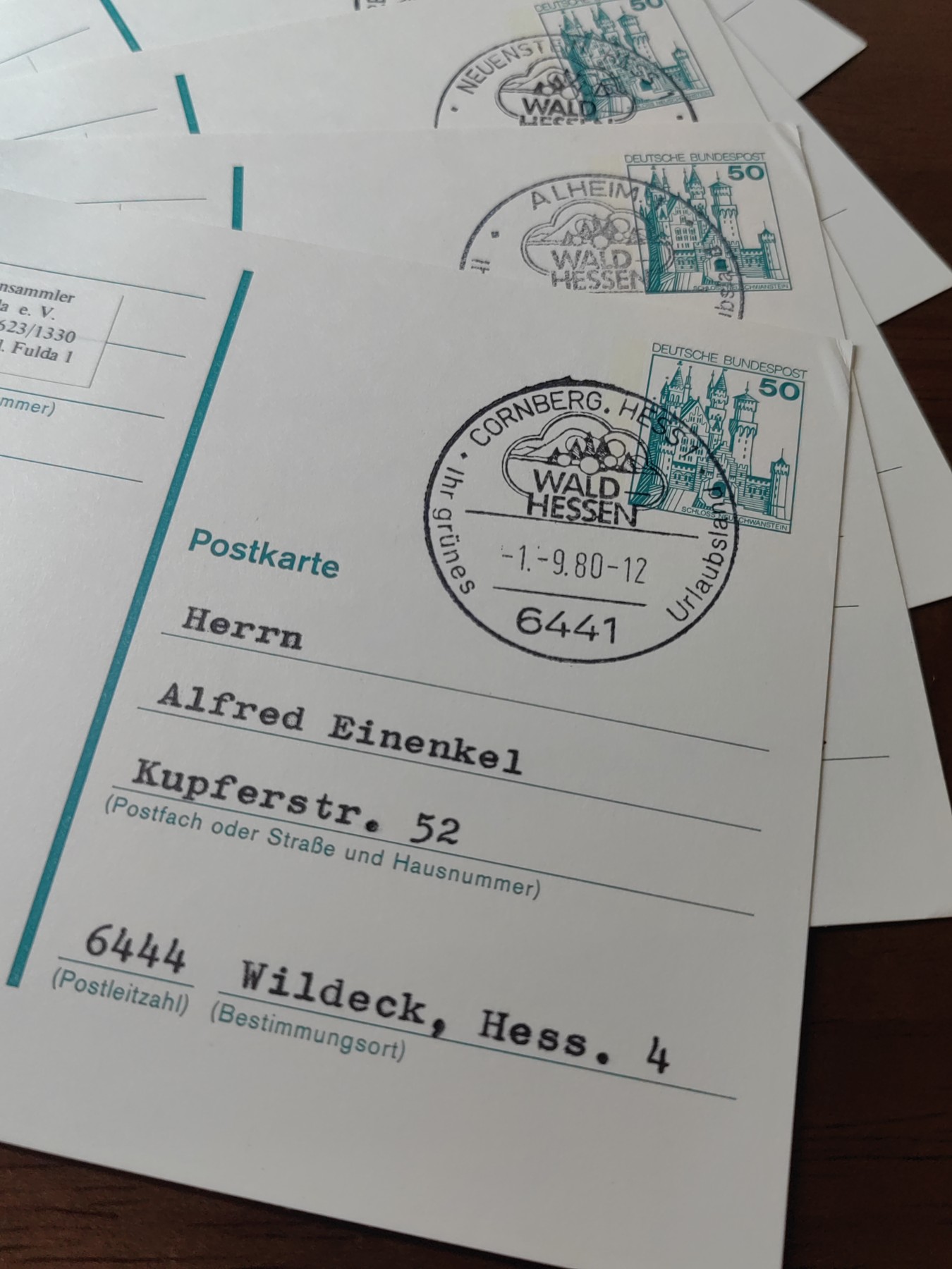 外国邮品精品专场（秒杀场）第①①场 德国绿色实寄邮片7件（实寄）