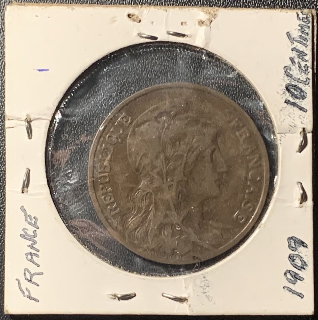 紫瑗钱币——第307期拍卖 法国 1909年 自由女神 10生丁 