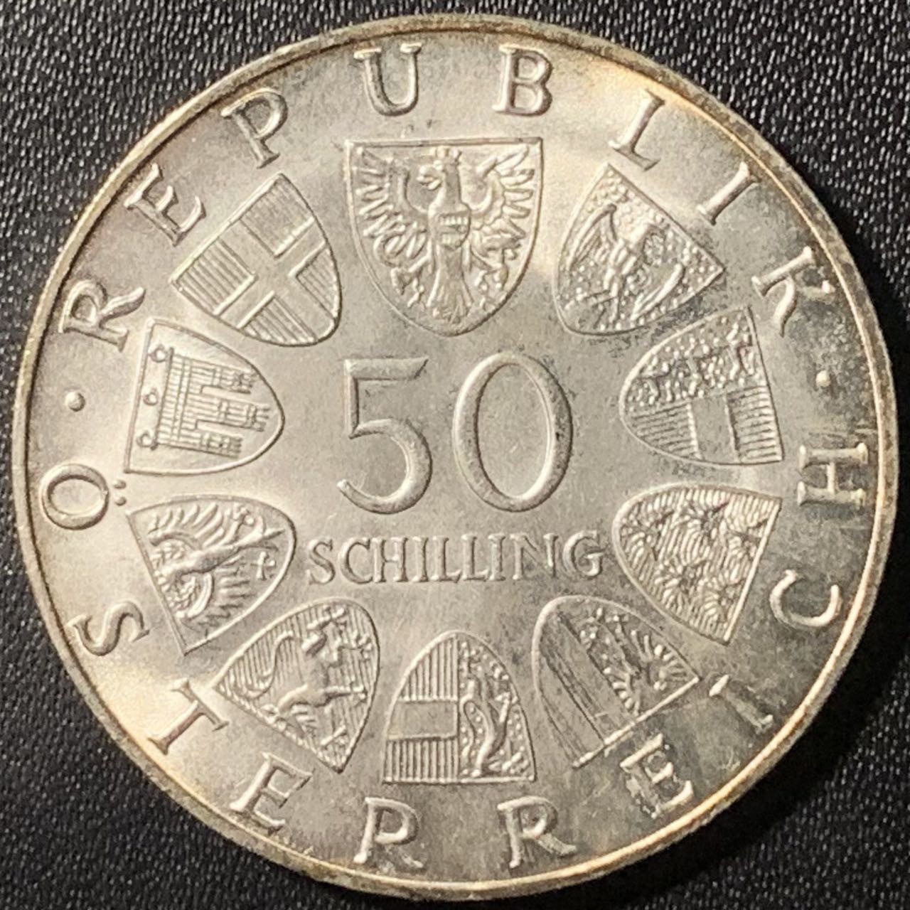 紫瑗钱币——第307期拍卖 奥地利 1968年 第二共和国建国50周年 50先令 20克 0.9银 UNC