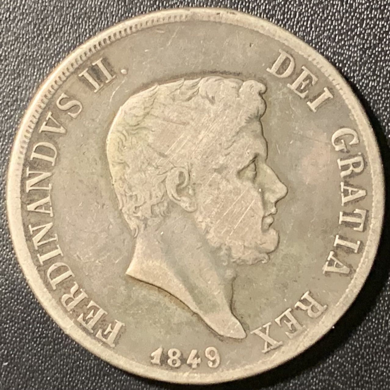 紫瑗钱币——第307期拍卖 意大利 那不勒斯 1849年 费迪南二世 120格兰特 27.53克 0.833银