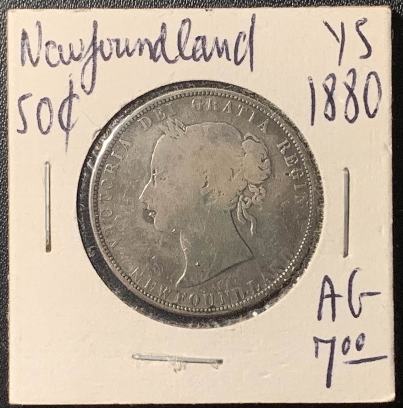 紫瑗钱币——第326期拍卖 纽芬兰 1880年 维多利亚女王 50分 11.78克 0.925银