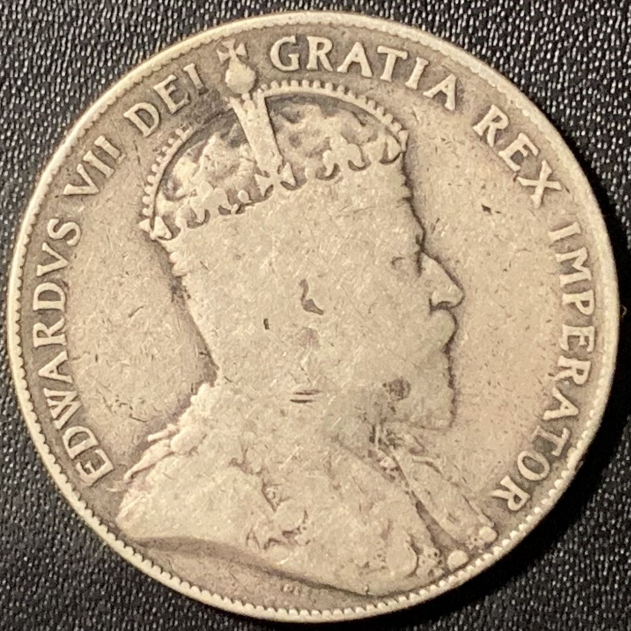 紫瑗钱币——第326期拍卖 纽芬兰 1908年 爱德华七世 50分 11.78克 0.925银