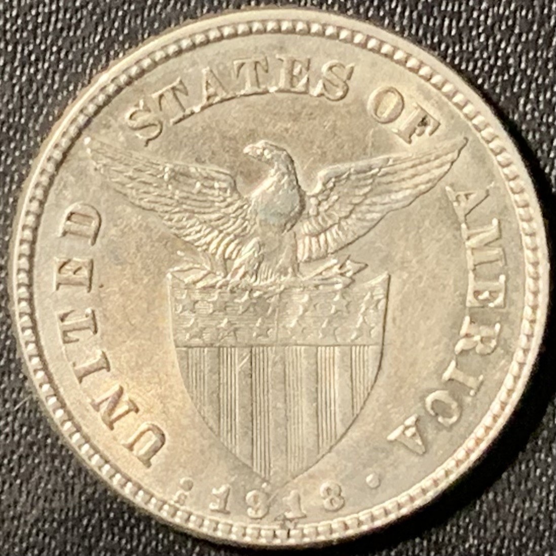 紫瑗钱币——第307期拍卖 美属菲律宾 1918年 火山与女神 20分 4克 0.75银