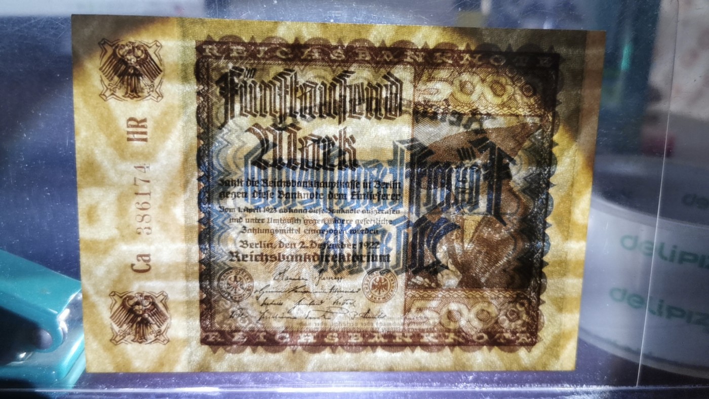 德国5000马克 1922年 P-81 签名少 水印特殊 欧洲纸币 实物图 UNC