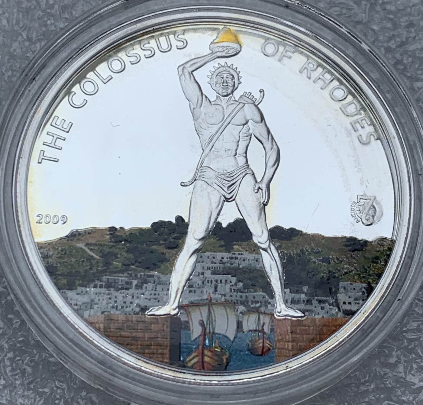 瓶子🏺第111期拍卖会 所罗门2009年世界奇观系列罗德岛巨像彩色纪念银币