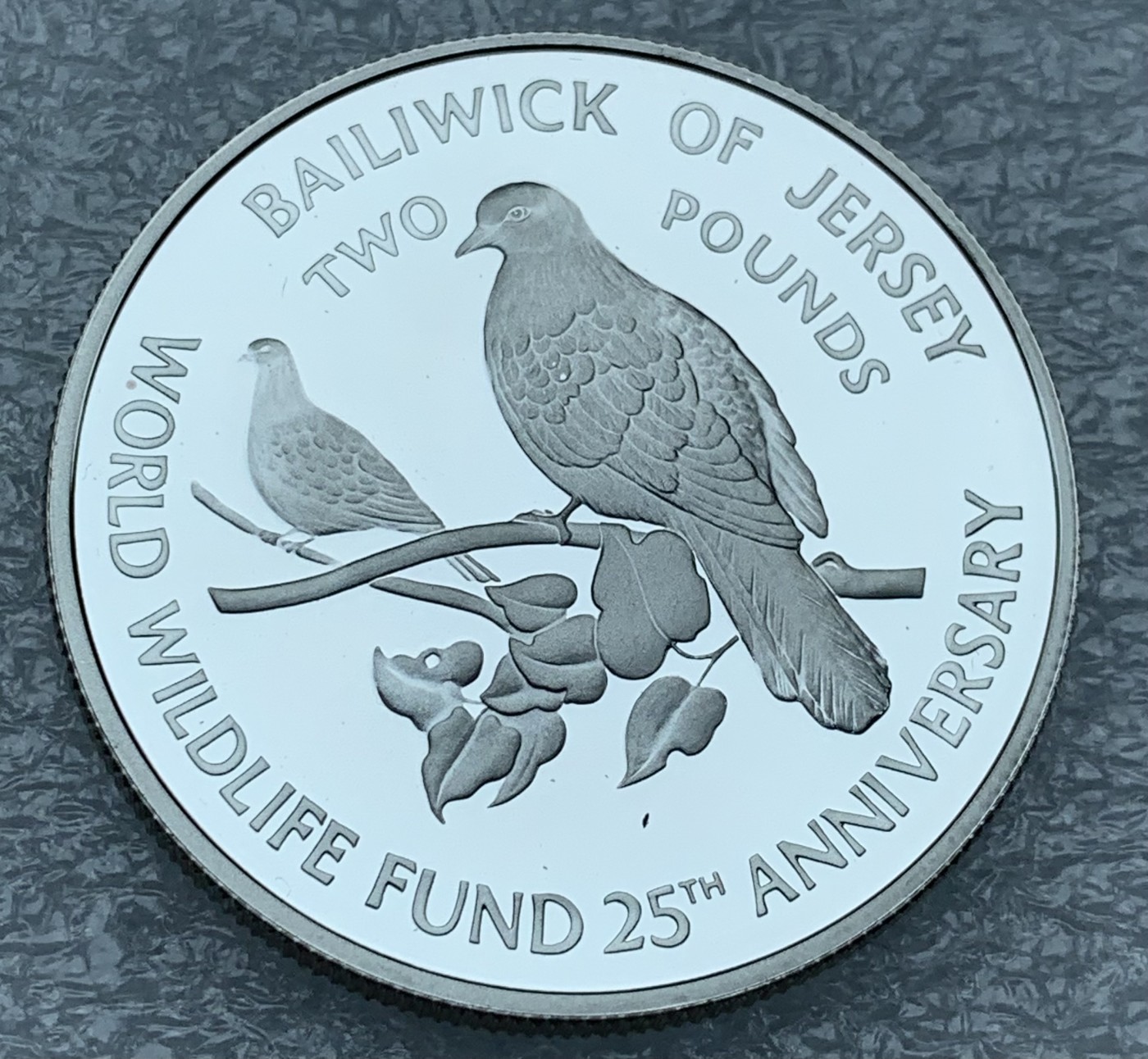 瓶子🏺第111期拍卖会 动物-粉鸽 泽西1986年2镑 精制纪念银币