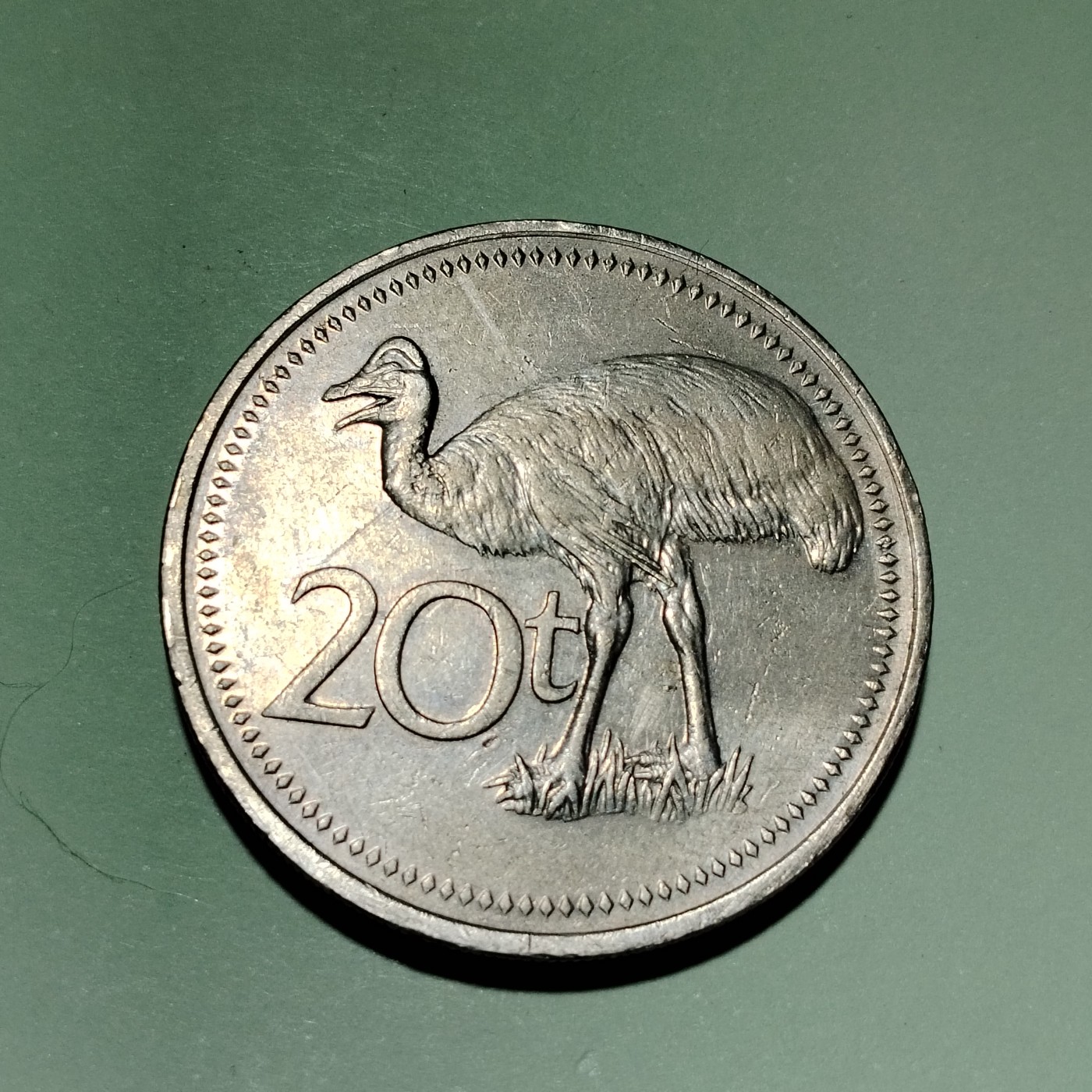 230927 稀少鸵鸟铜镍币 巴布亚新几内亚 20分 28.5mm