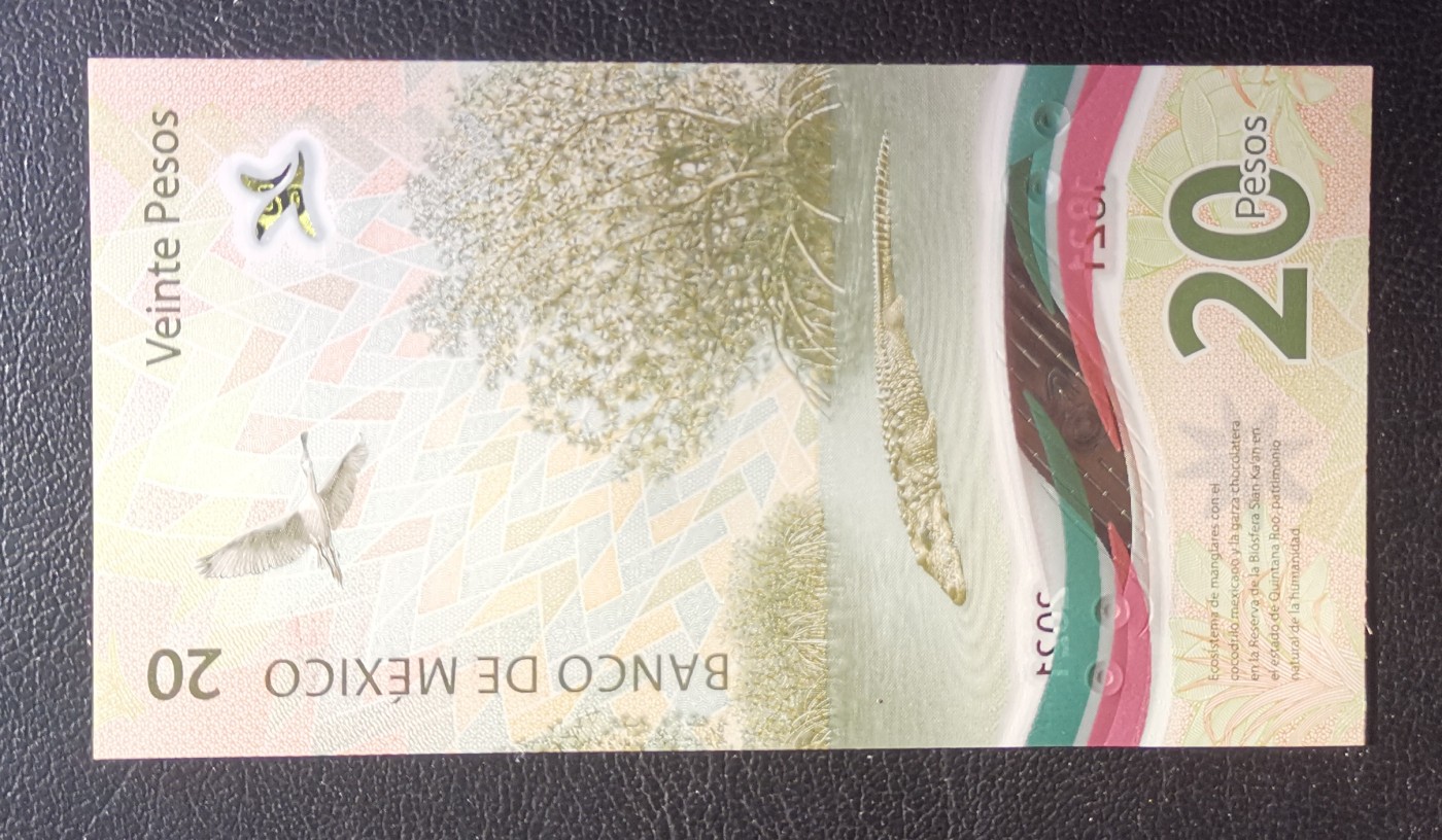 《张总收藏》120期-外币超高货国庆特别场-名誉品 冠军分  满分 墨西哥2021年20比索少见AA冠UNC-无47好号码，正面下沿有划痕
