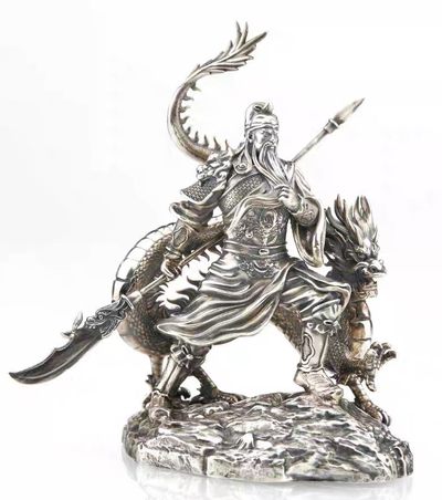 【海寕潮】拍卖84期【中秋国庆双节巨献】【现代外币的魅力】 - 【海寧潮】纽埃2022年中国英雄关羽10盎司雕塑形仿古纪念银币原价12800，因为运输的原因，枪会有弯曲