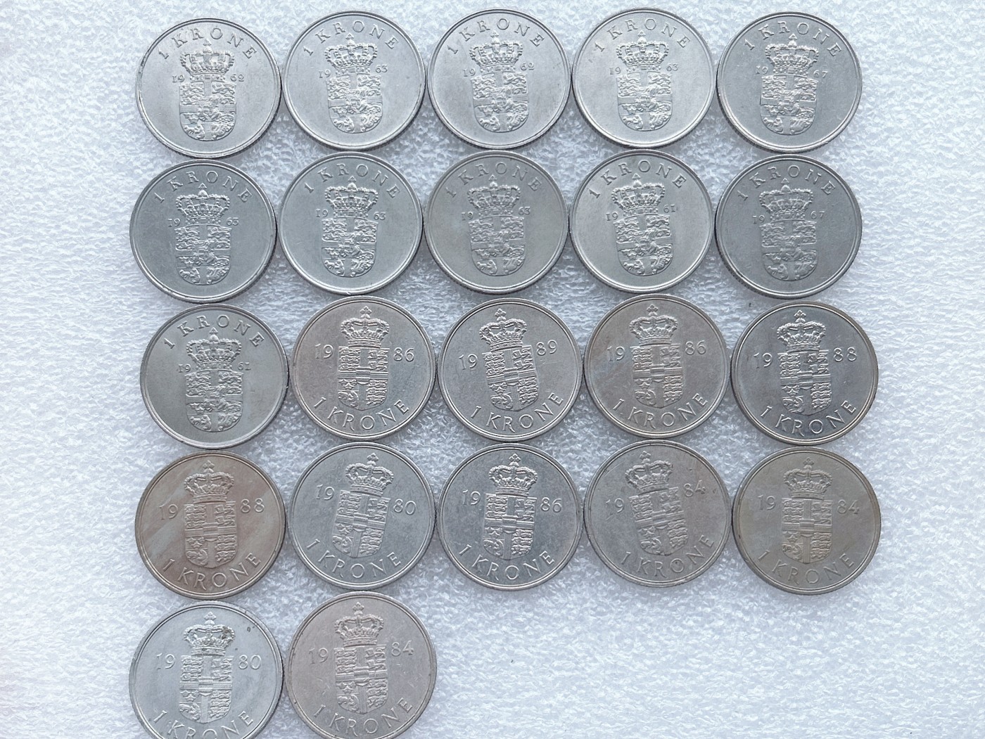 全场一元起拍 世界钱币散币场 第28期 丹麦1克朗 两个头像版 22枚