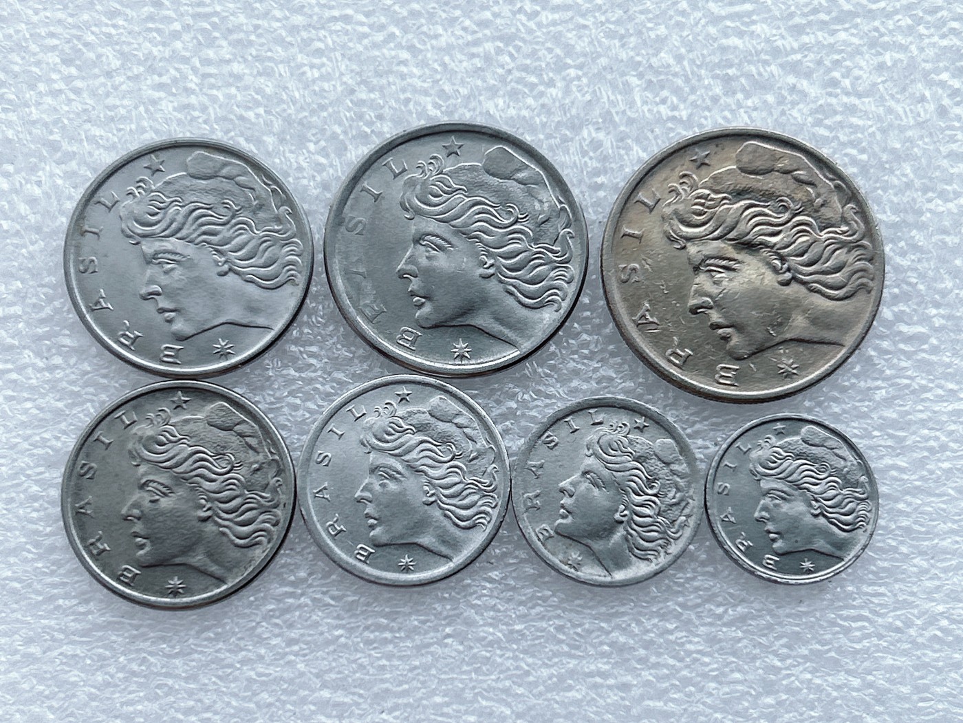 全场一元起拍 世界钱币散币场 第27期 巴西60-70年代1分-1克鲁赛罗硬币7枚套