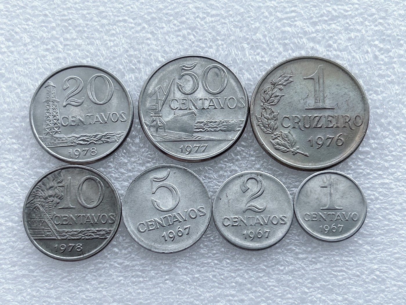 全场一元起拍 世界钱币散币场 第27期 巴西60-70年代1分-1克鲁赛罗硬币7枚套