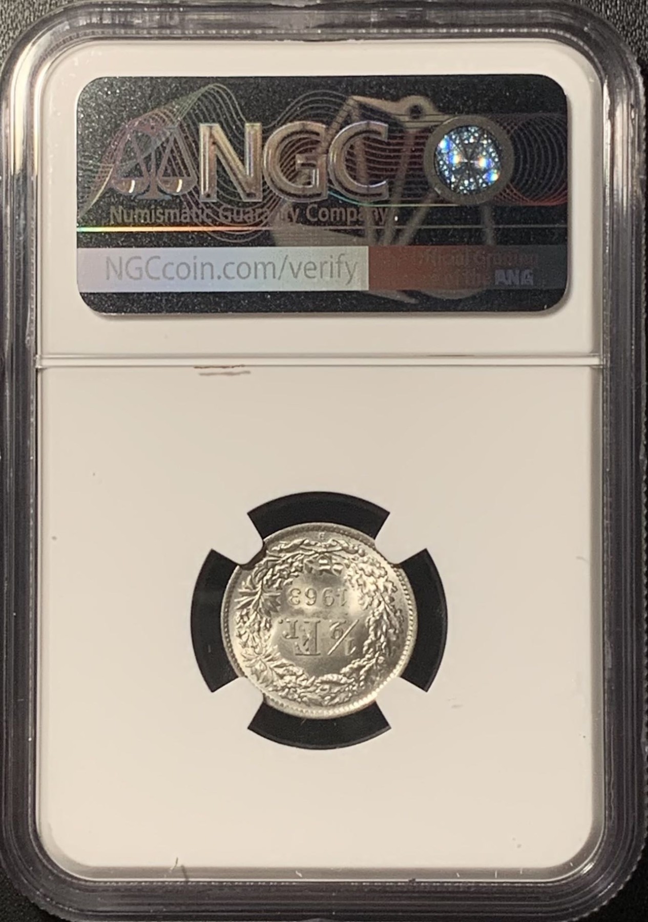 紫瑗钱币——第317期拍卖 瑞士 1963年 赫尔维蒂亚 1/2法郎 银币 NGC MS64