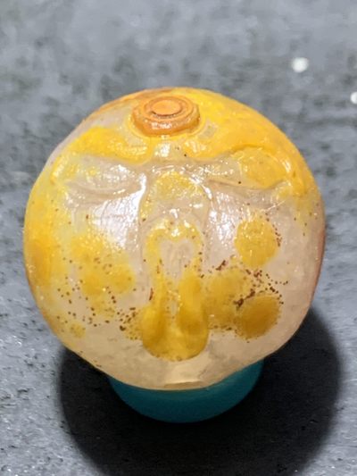 精美亚光高玉化战国红玛瑙手工俏色巧雕三眼怒目表情圆珠一个！ - 精美亚光高玉化战国红玛瑙手工俏色巧雕三眼怒目表情圆珠一个！