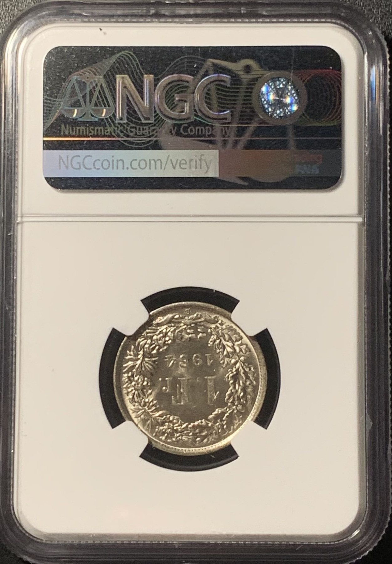 紫瑗钱币——第317期拍卖 瑞士 1964年 赫尔维蒂亚 1法郎 银币 NGC MS62