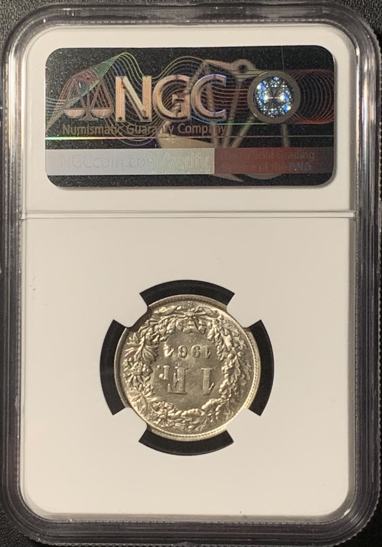 紫瑗钱币——第317期拍卖 瑞士 1964年 赫尔维蒂亚 1/2法郎 银币 NGC MS63