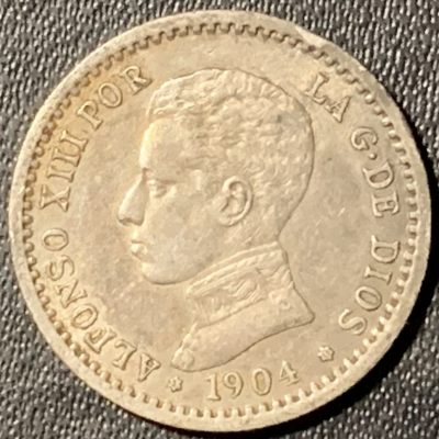 紫瑗钱币——第309期拍卖 - 西班牙 1904年 阿方索十三世 少年头 50分 2.5克 0.835银