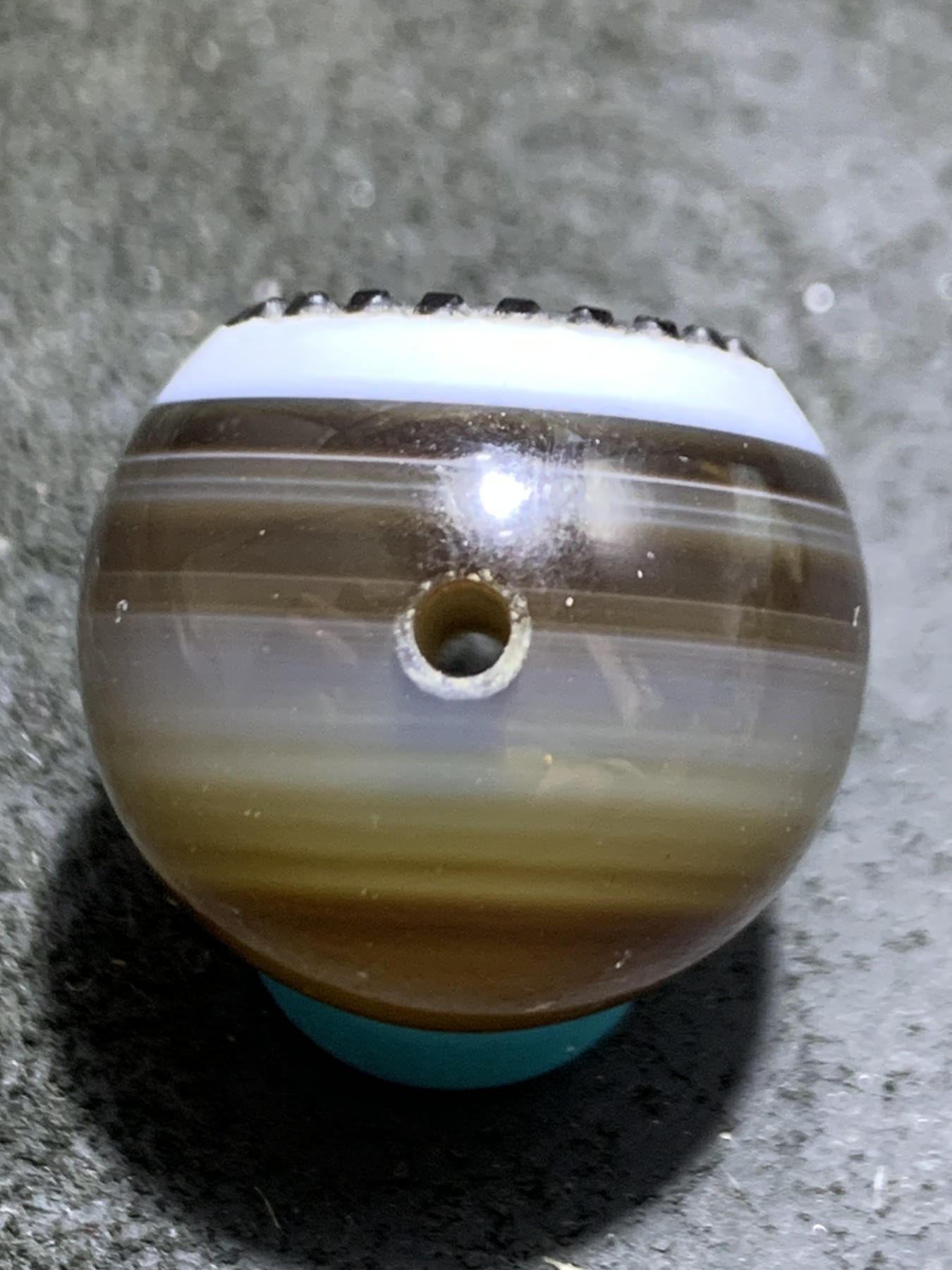 精品药师玛瑙手工雕刻太极珠子一颗