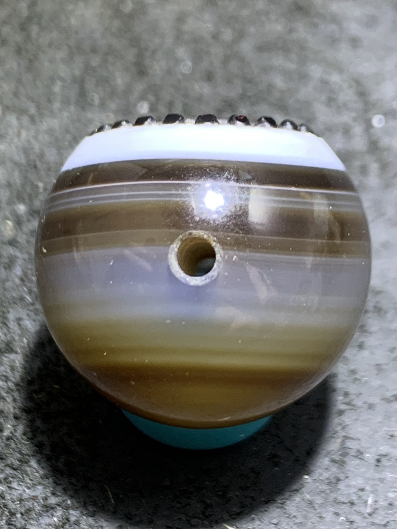 精品药师玛瑙手工雕刻太极珠子一颗