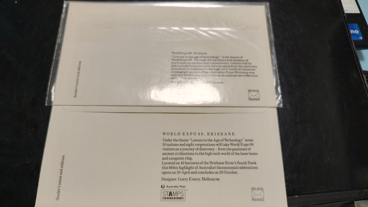 一月邮币社第四期拍卖国际邮票专场 澳大利亚88年首日封一对