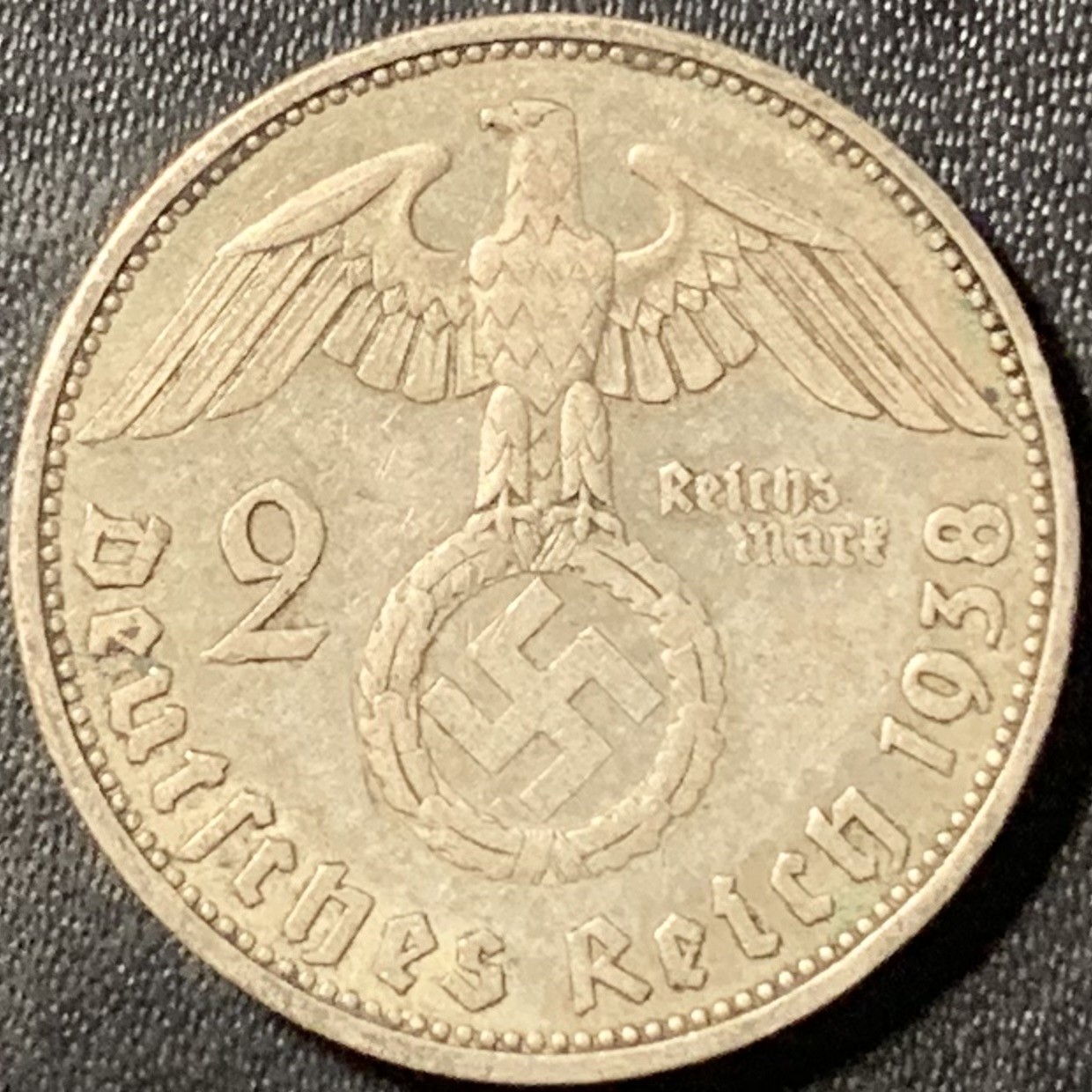 紫瑗钱币——第331期拍卖 德国 1938年 A版 兴登堡 字符 2马克 8克 0.625银