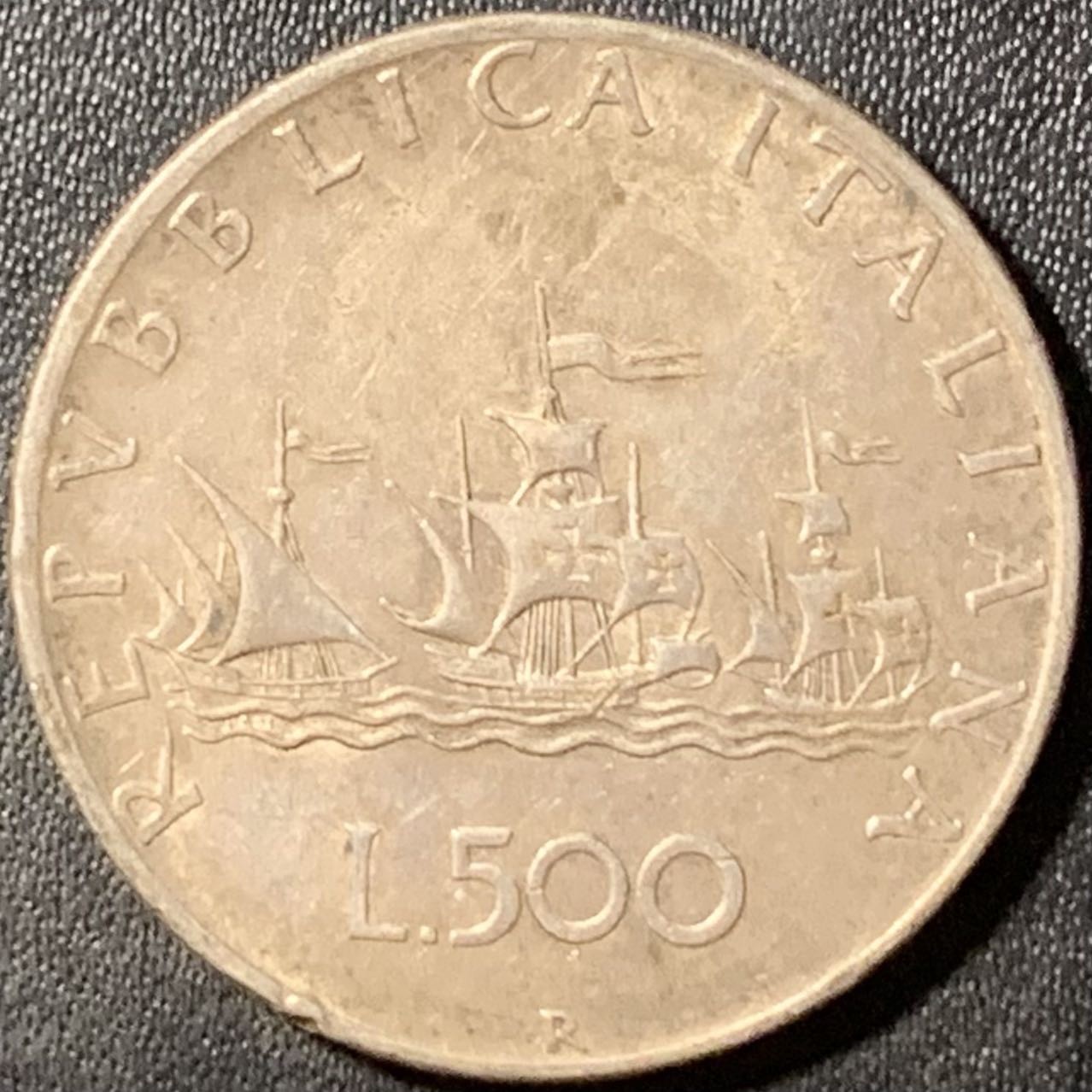 紫瑗钱币——第331期拍卖 意大利 1958年 少女与帆船 500里拉 11克 0.835银