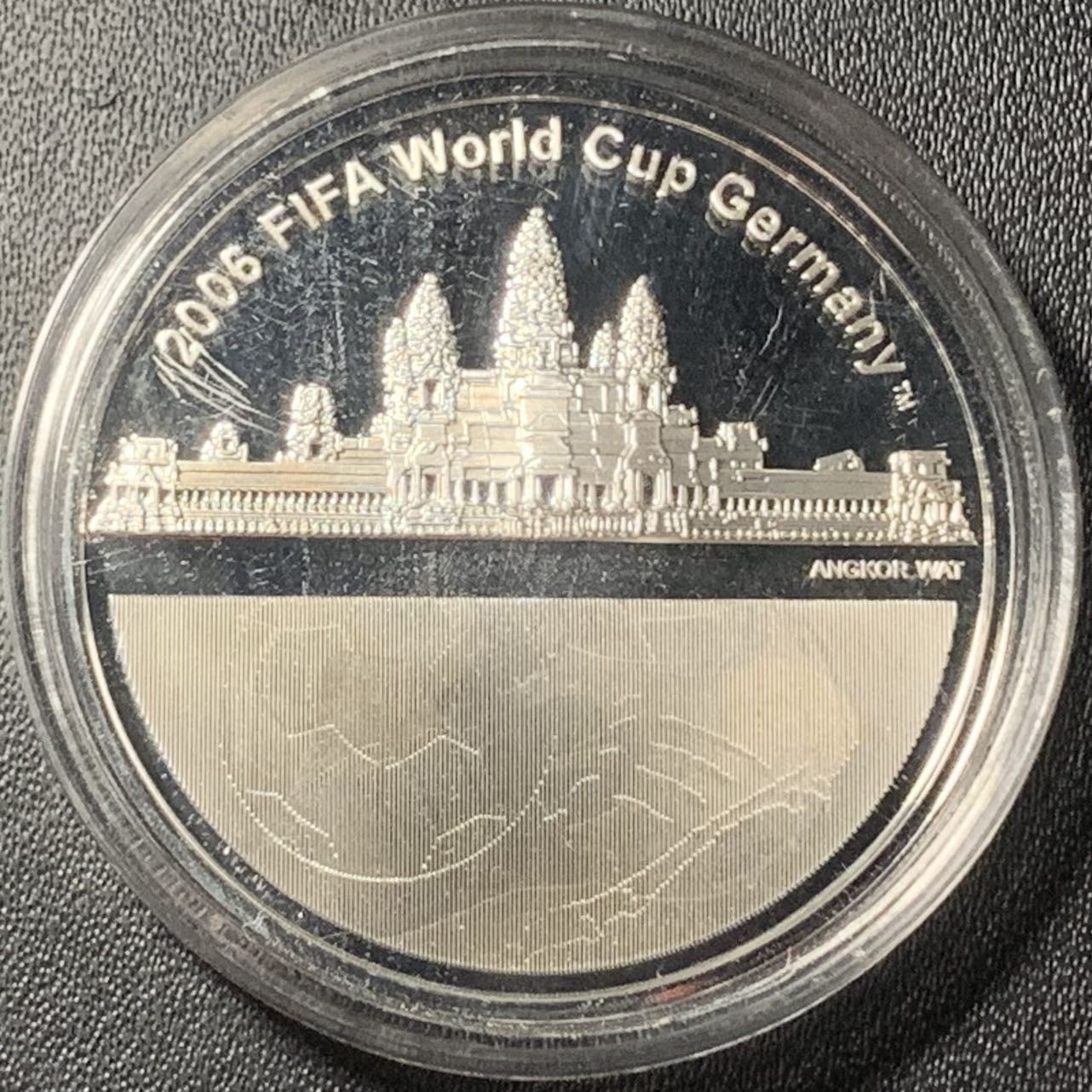 紫瑗钱币——第317期拍卖 柬埔寨 2004年 德国世界杯 佛像 3000瑞尔 31.1克 0.999银 精制